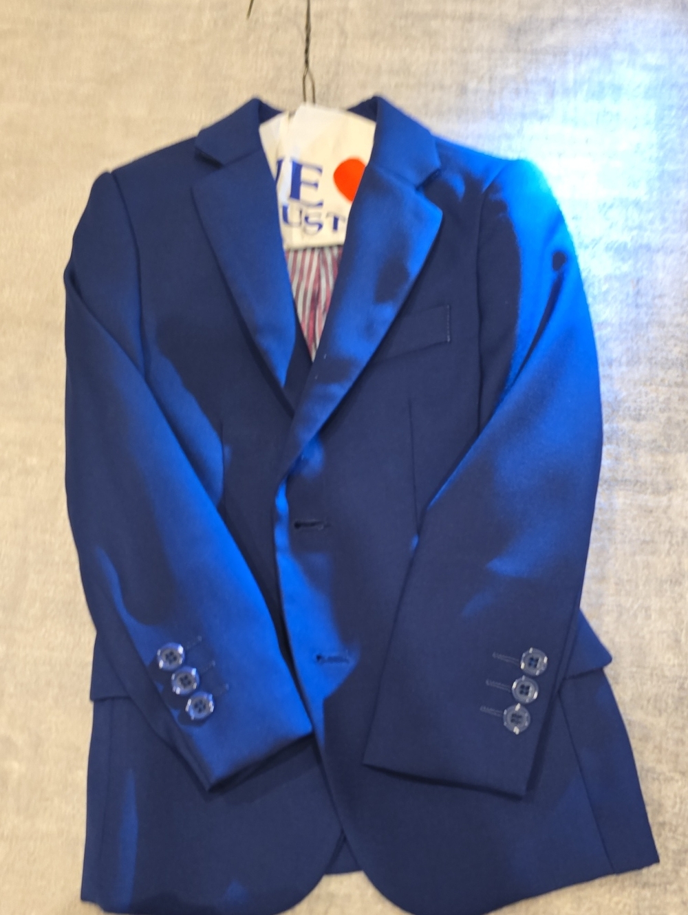 Classic Boys's Navy Blue 3 Piece Suit Blazer, Vest And Pants
